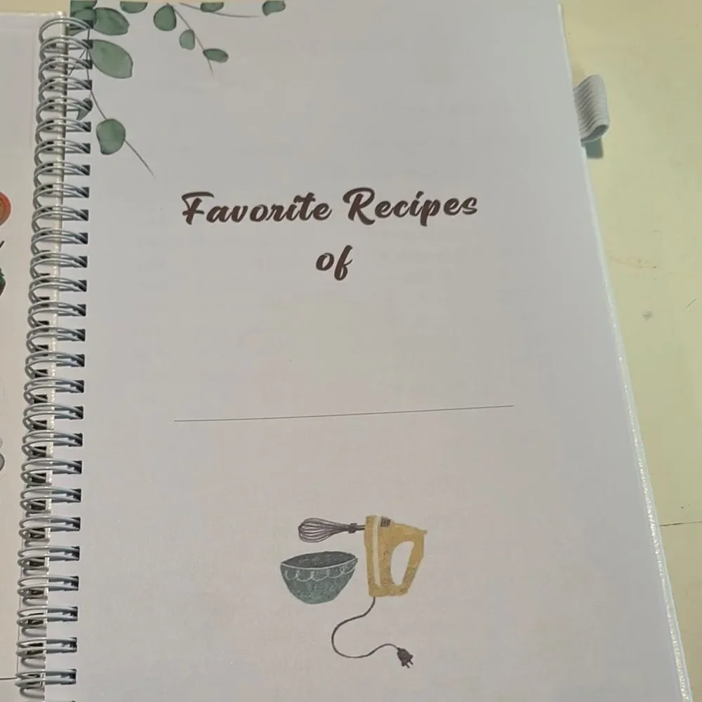 White Recipe Book with Gold Accents